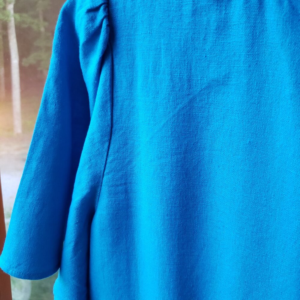 🌞Loft Outlet Blue Teal Linen Blend Midi Dress Size 6🌞 - Picture 9 of 10